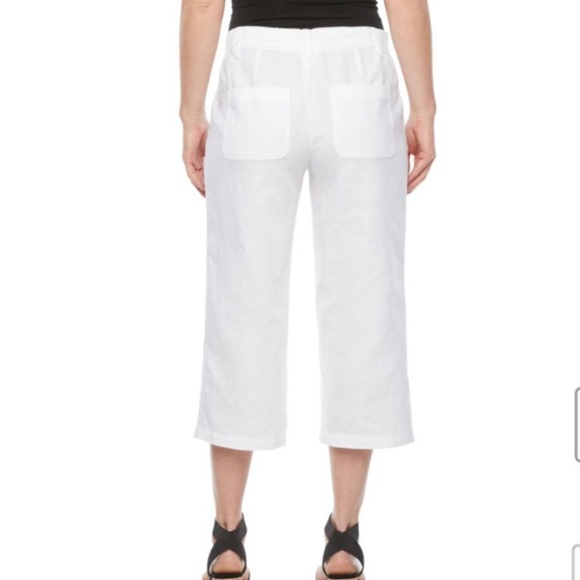 Cropped Pants with elastic waist and drawstring - Picture 2 of 8